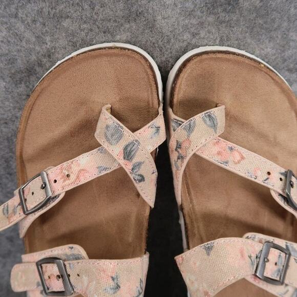 Time and Tru Shoes Womens 6 Sandals Casual Floral Toe Loop Double Buckle Straps - Picture 7 of 13